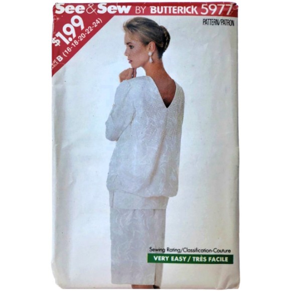 Vintage 1990's See & Sew 5977 Sewing Pattern - Misses Tunic Top & Straight Skirt - Picture 1 of 2